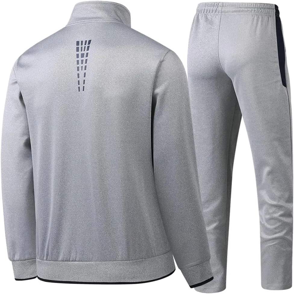 Men's Casual Tracksuit Long Sleeve Sweatsuit Athletic Set Full Zip Running Jogging Sports Jacket and Pants