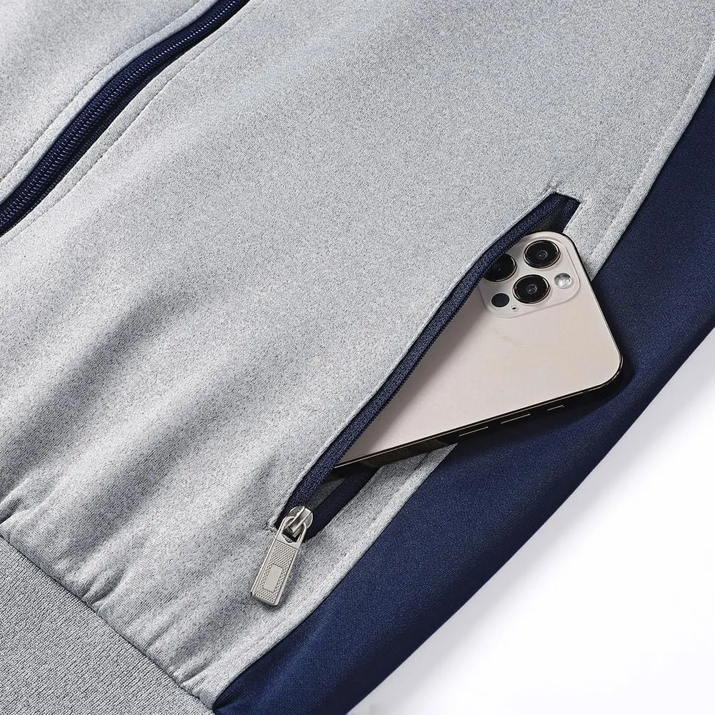 Men's Casual Tracksuit Long Sleeve Sweatsuit Athletic Set Full Zip Running Jogging Sports Jacket and Pants