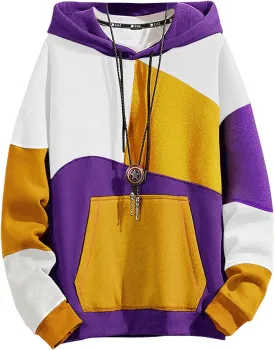 Men's Fashion Hoodies Techwear Color Block Long Sleeve Sweatshirts Unisex Lightweight Colourful Hoodie Pullover
