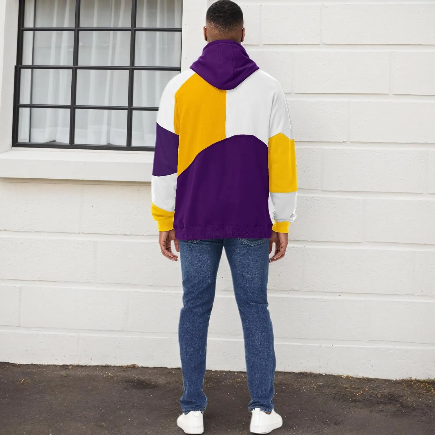 Men's Fashion Hoodies Techwear Color Block Long Sleeve Sweatshirts Unisex Lightweight Colourful Hoodie Pullover