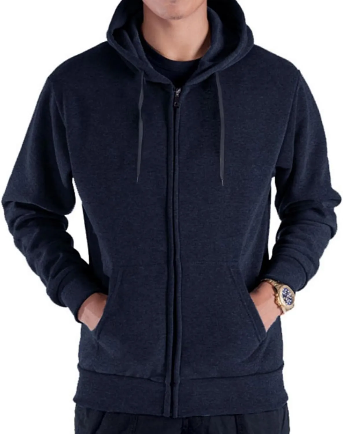 Mens Zip Up Fleece Jacket Lightweight Hoodies Casual Soft Full Zip Coats with Pockets Plus Size S-5XL Big&Tall