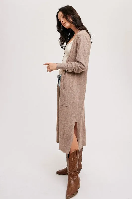 Penthouse Long Line Cardigan Latte