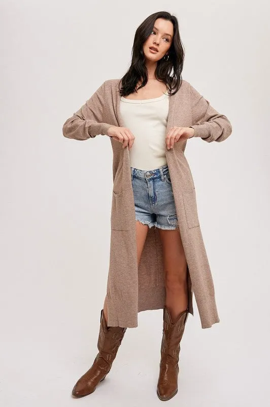 Penthouse Long Line Cardigan Latte