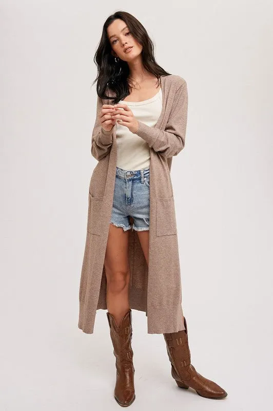 Penthouse Long Line Cardigan Latte