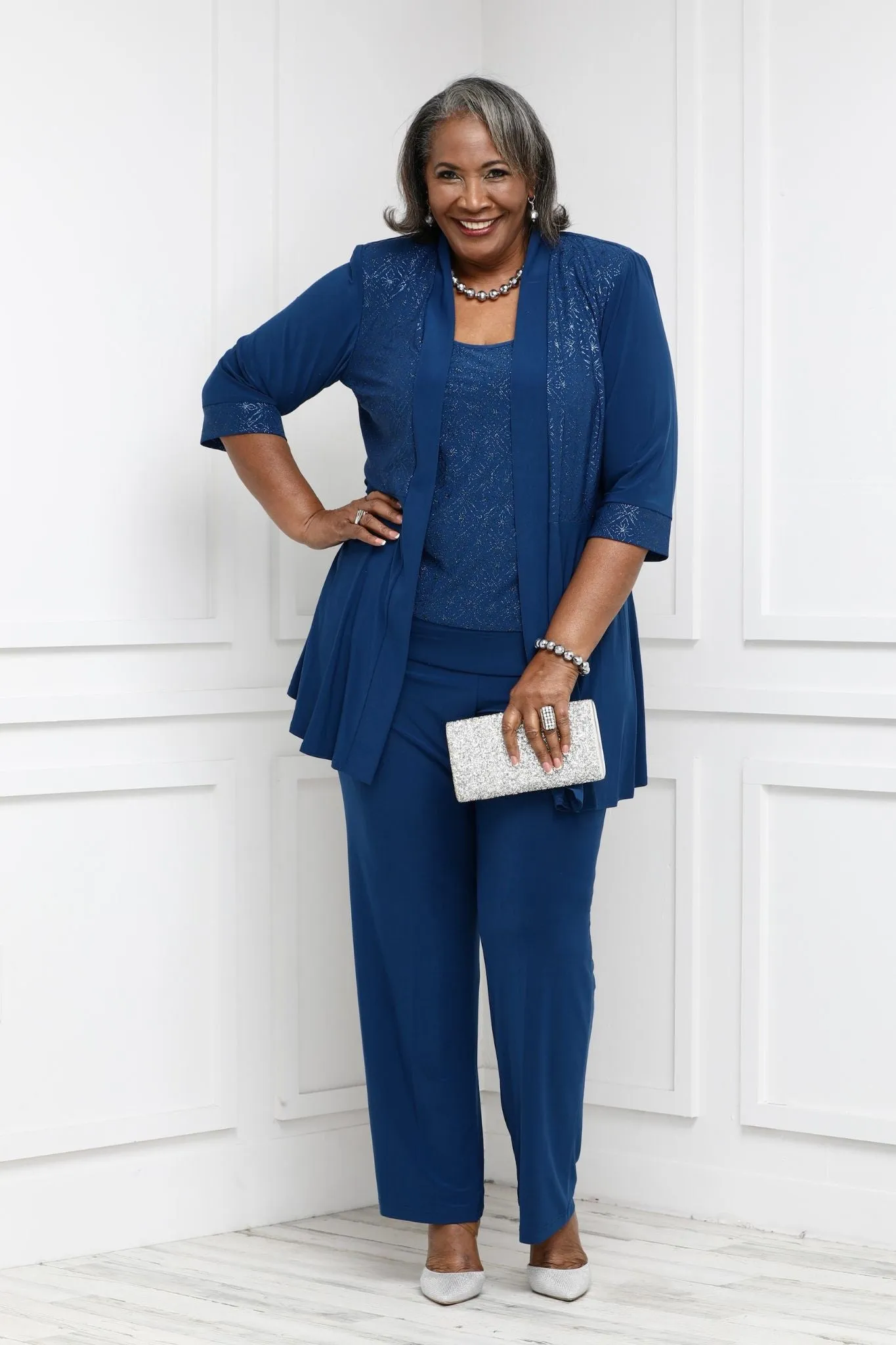 R&M Richards Women's Plus size Two-Piece Pant Suit