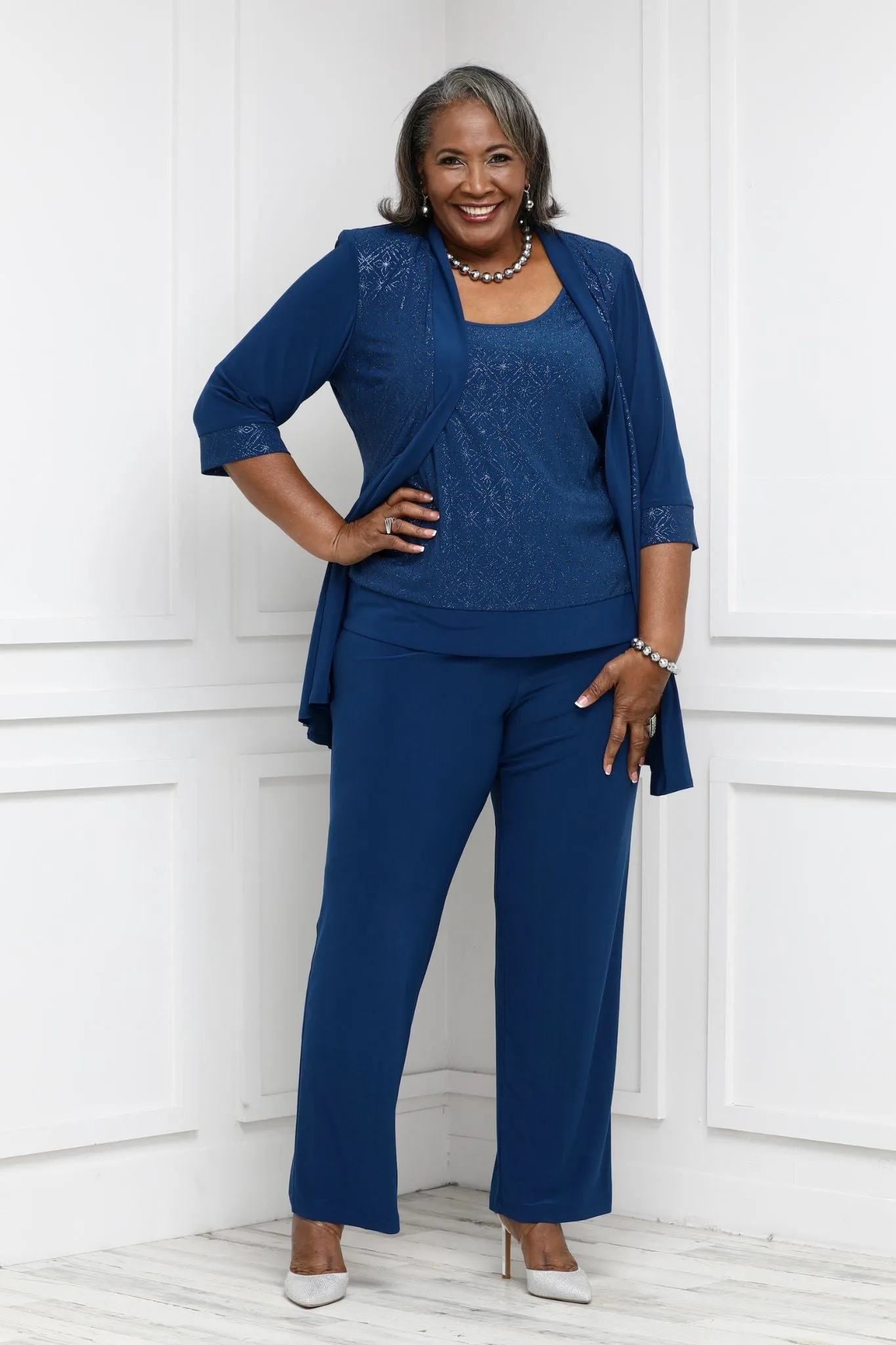 R&M Richards Women's Plus size Two-Piece Pant Suit
