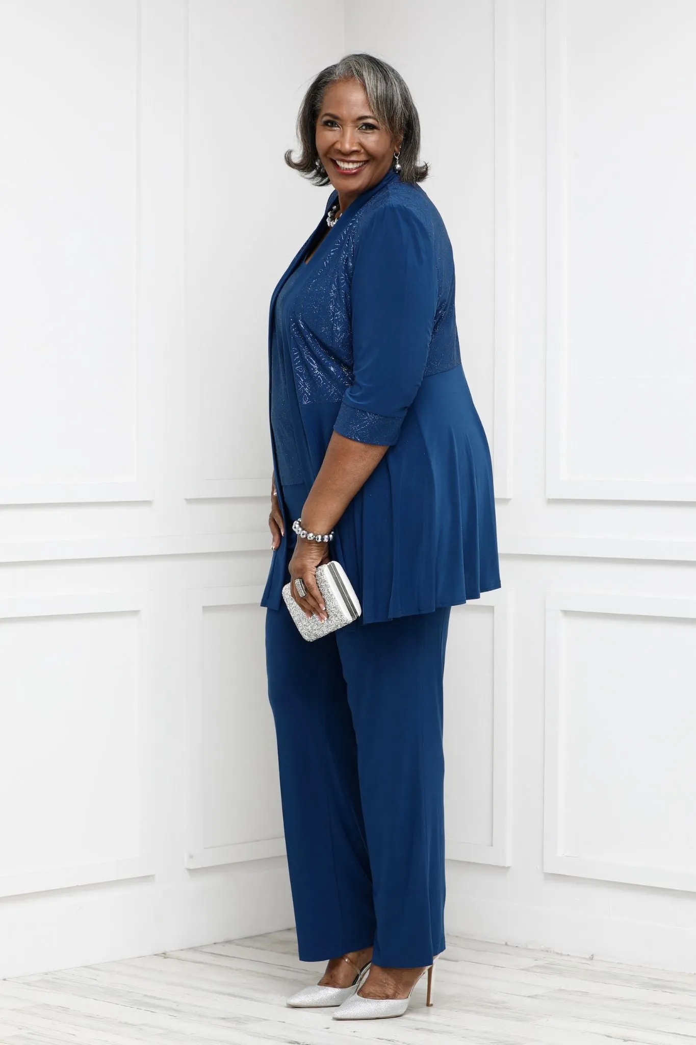 R&M Richards Women's Plus size Two-Piece Pant Suit