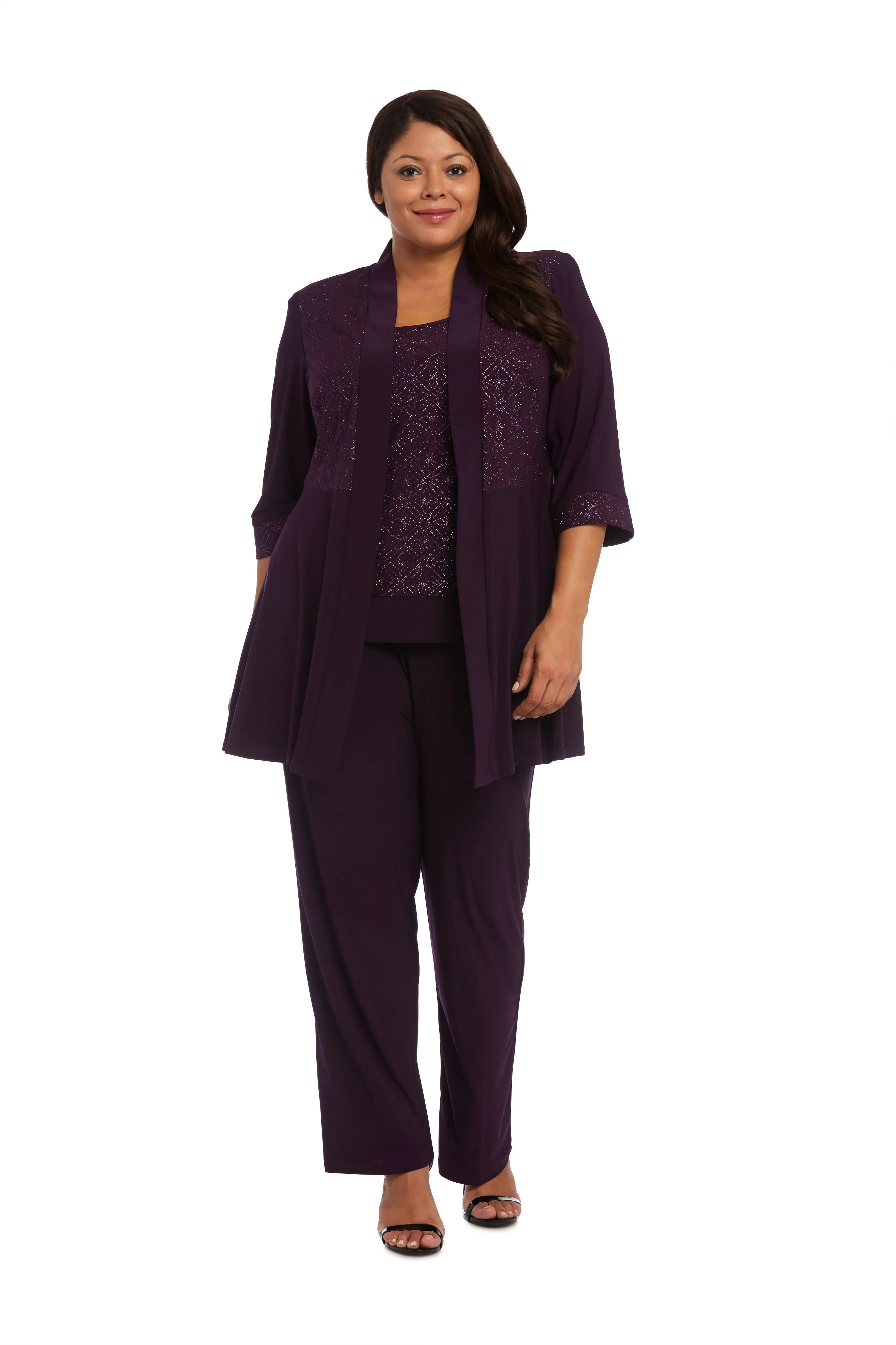 R&M Richards Women's Plus size Two-Piece Pant Suit