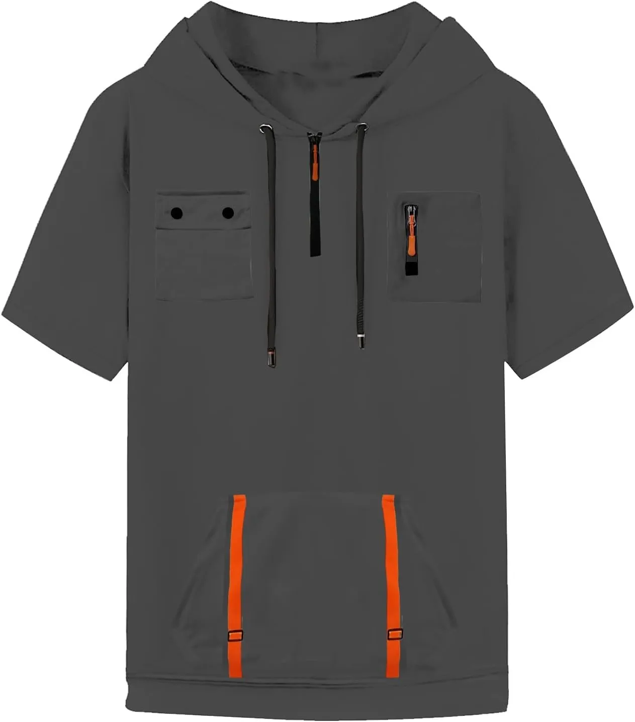 Short Sleeve Hoodies for Men 1/4 Zip Hooded T Shirts Lightweight Casual Summer Men's Clothing Tops M to 3XL