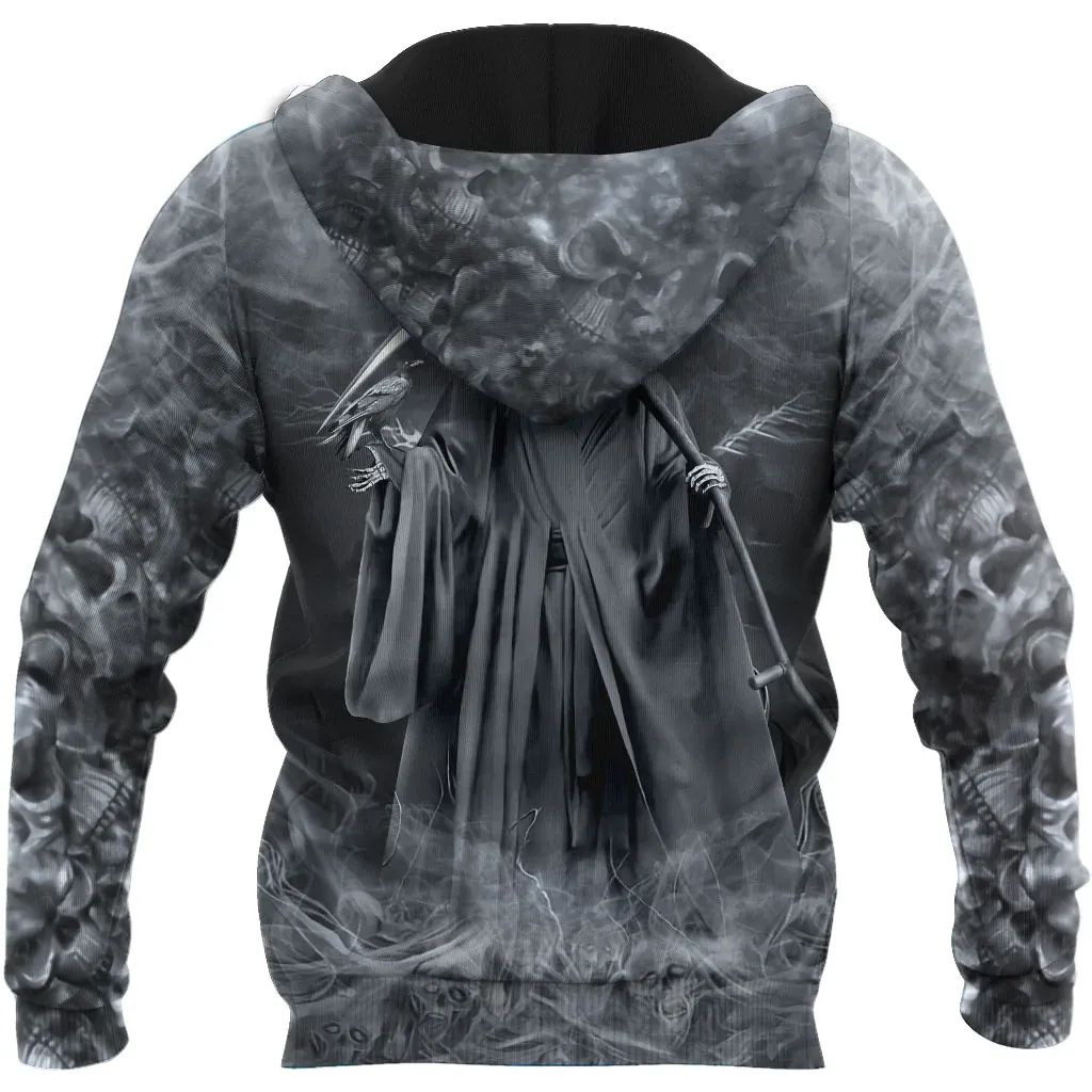 Skull Grim Reaper Smoke Hoodie 3D Skull Devil Hoodies Men Skull Hoodie