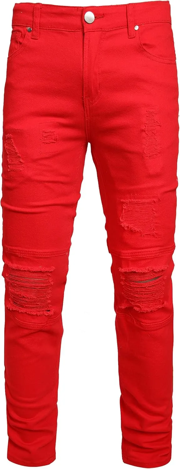 Slim Fit Men's Jeans, Ripped Stretch Jeans Denim Pants