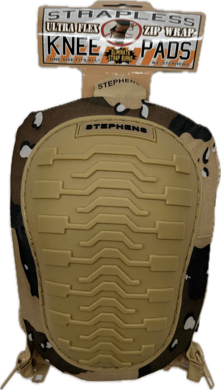 Stephens Strapless Knee Pads Superior Comfort and Support  Soft Cap Non-Marring Camo Tan