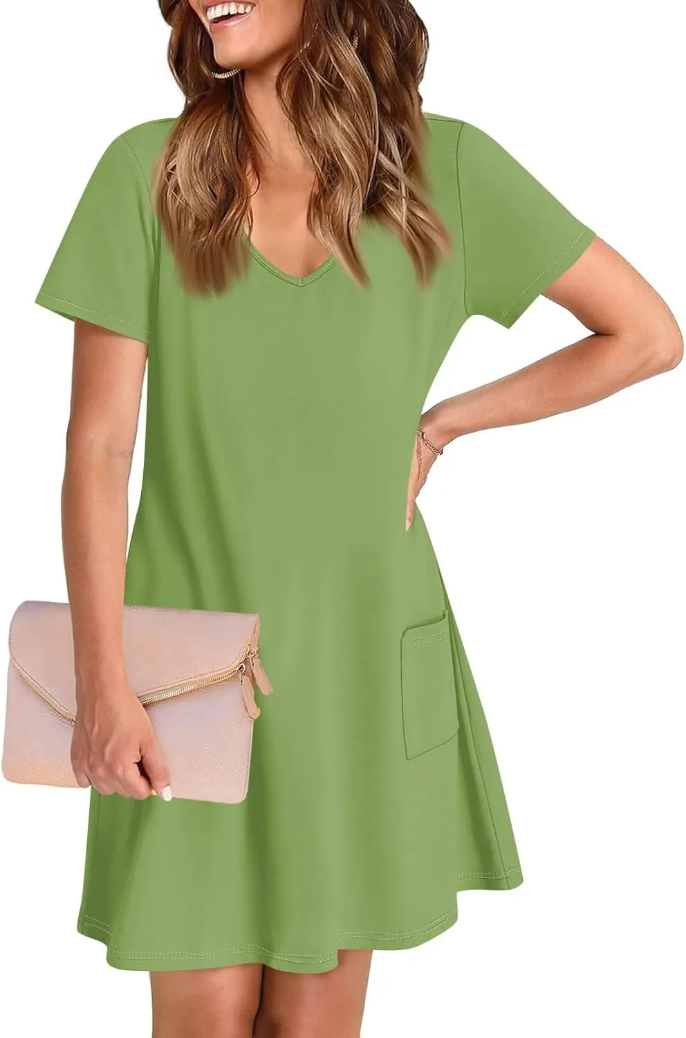 Summer Dresses for Women 2025 Casual Short Sleeve Sundresses Hawaiian T Shirt Dress Beach Dress with Pockets