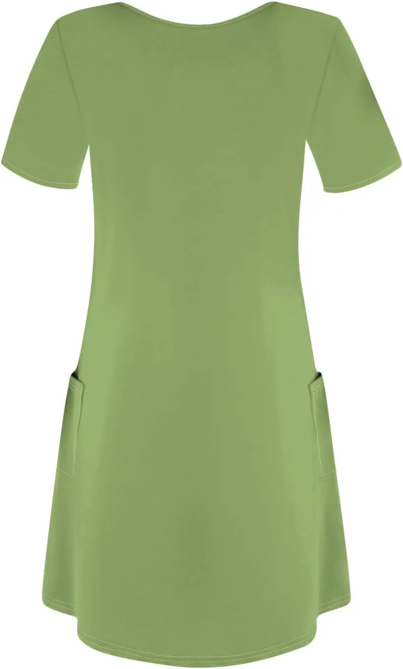 Summer Dresses for Women 2025 Casual Short Sleeve Sundresses Hawaiian T Shirt Dress Beach Dress with Pockets