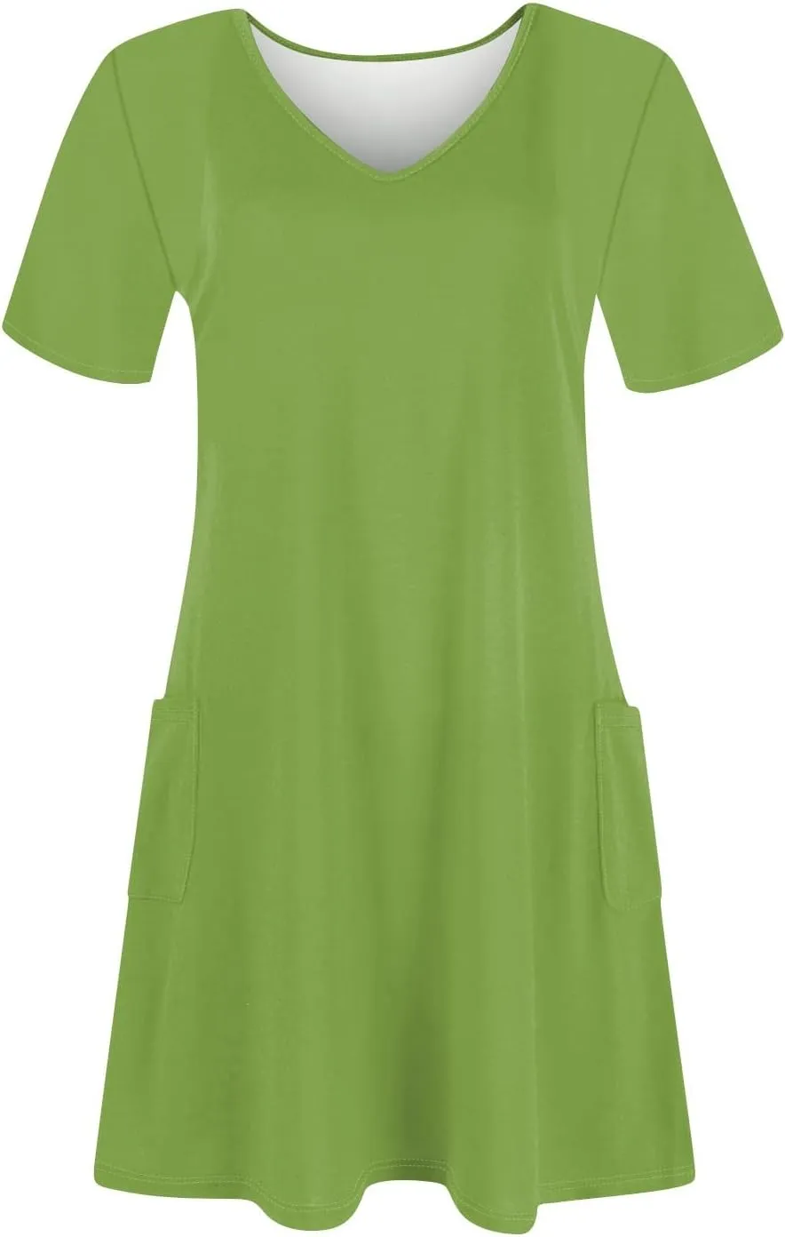 Summer Dresses for Women 2025 Casual Short Sleeve Sundresses Hawaiian T Shirt Dress Beach Dress with Pockets