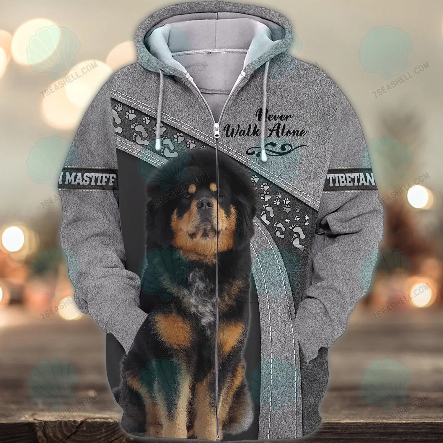 Tibetan Mastiff Love Never Walk Alone 3D Full Print Shirts, Christmas Dog Memorial Gifts for loss of Dog