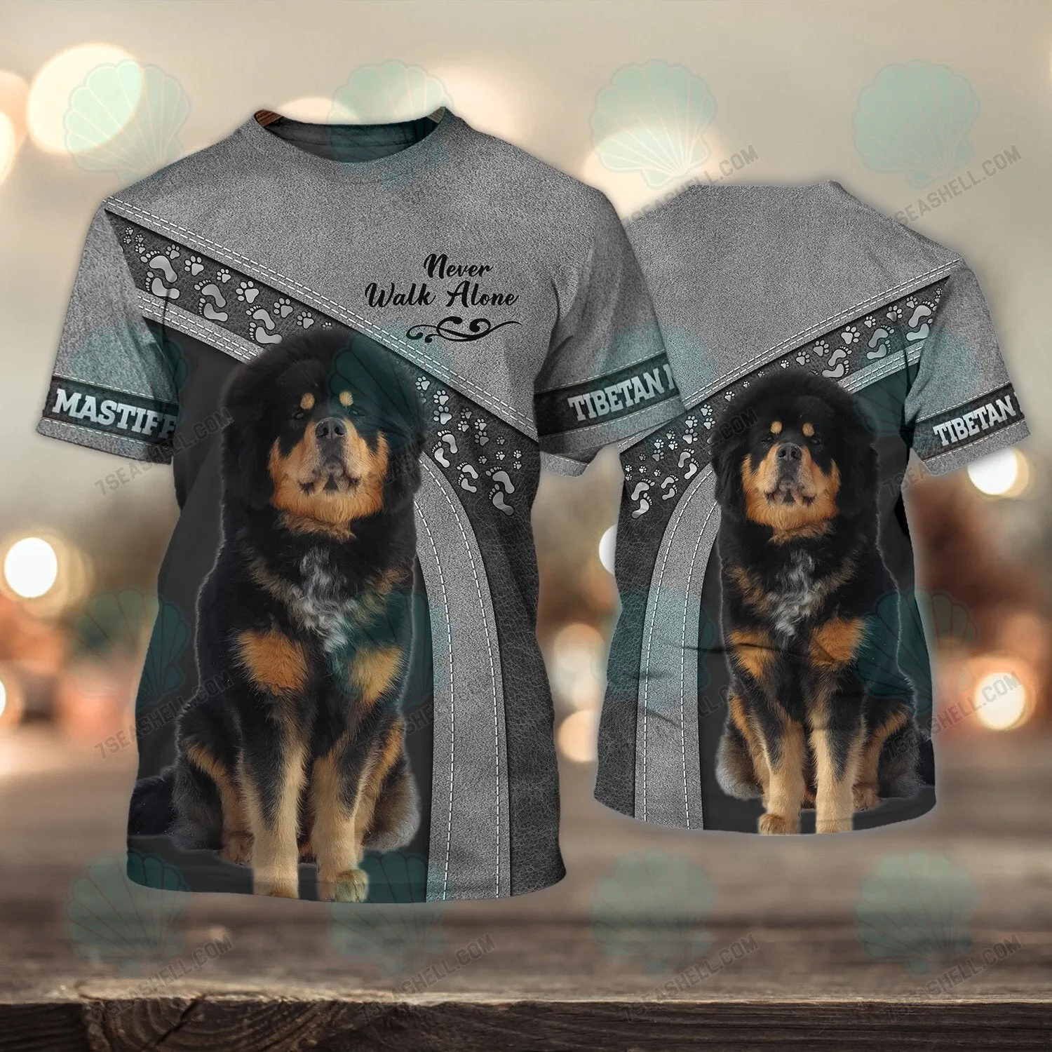 Tibetan Mastiff Love Never Walk Alone 3D Full Print Shirts, Christmas Dog Memorial Gifts for loss of Dog