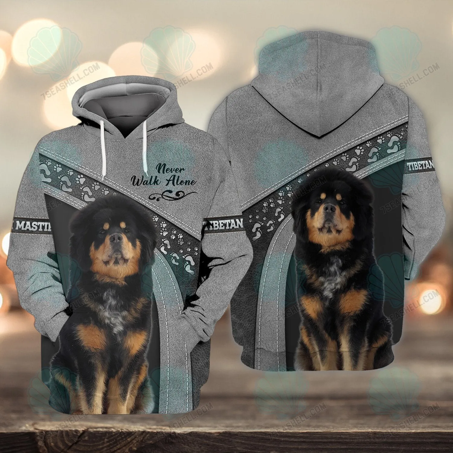 Tibetan Mastiff Love Never Walk Alone 3D Full Print Shirts, Christmas Dog Memorial Gifts for loss of Dog