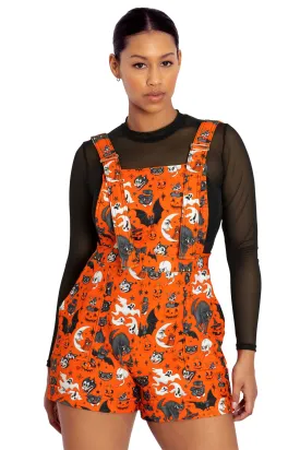 Trick Or Treat Pumpkin Short Overalls