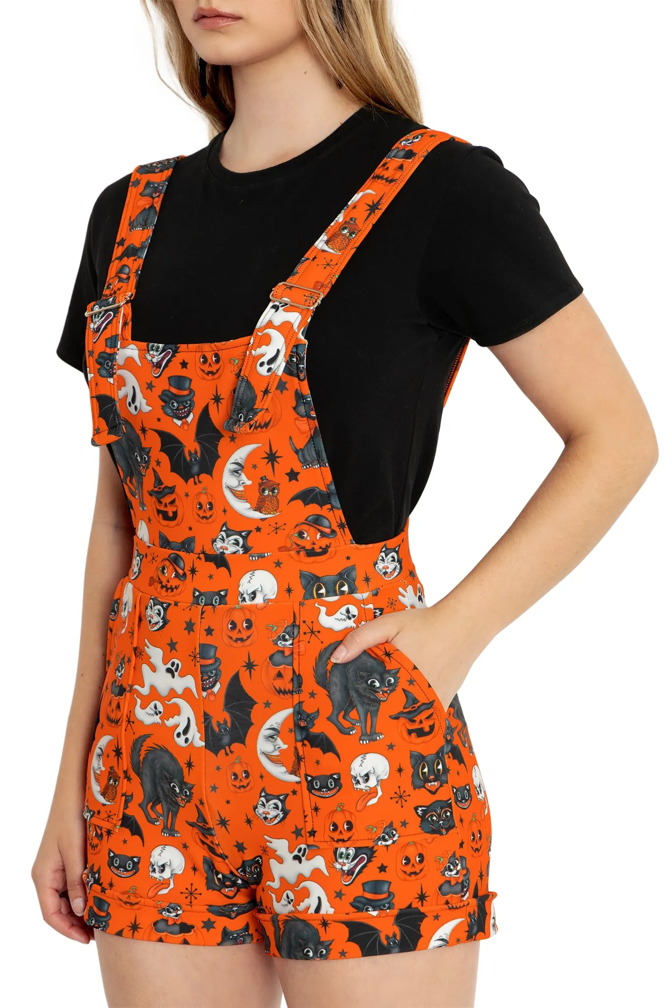 Trick Or Treat Pumpkin Short Overalls