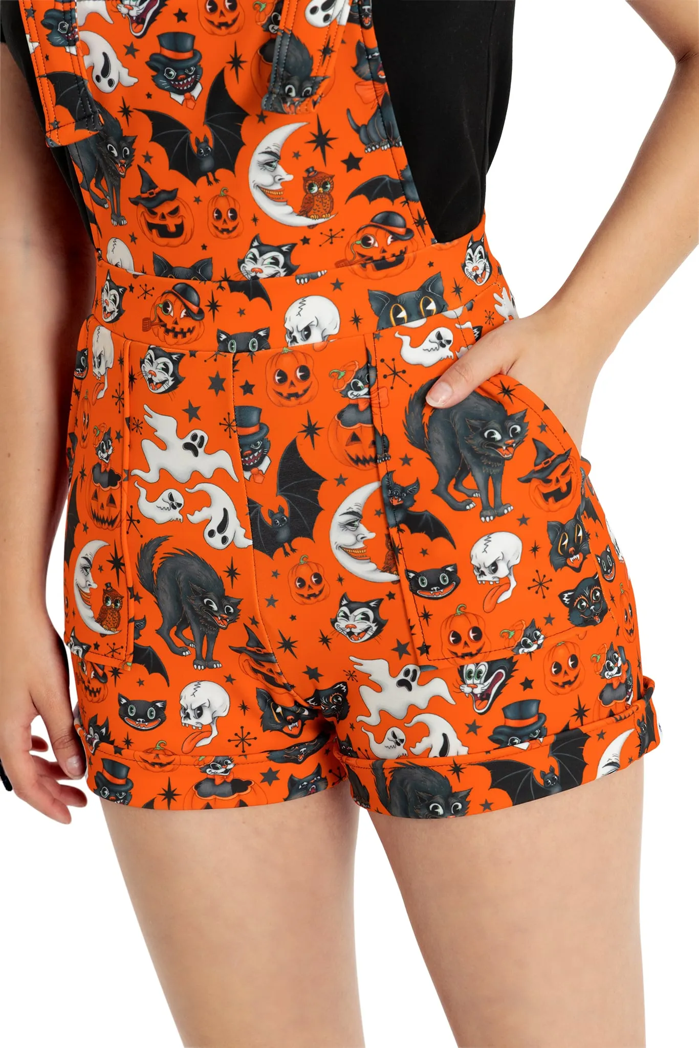 Trick Or Treat Pumpkin Short Overalls