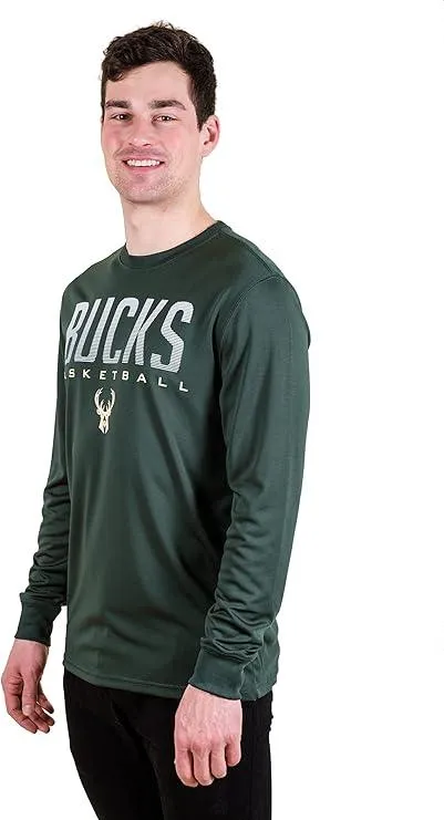 Ultra Game NBA Official Men’s Super Soft Game Day Long Sleeve T-Shirt - Unisex Milwaukee Bucks|Milwaukee Bucks