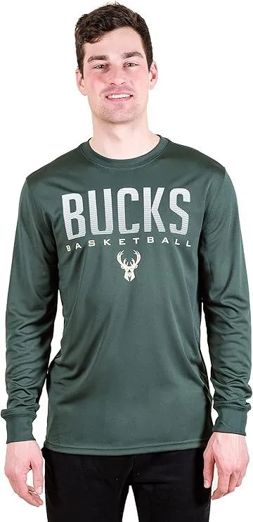 Ultra Game NBA Official Men’s Super Soft Game Day Long Sleeve T-Shirt - Unisex Milwaukee Bucks|Milwaukee Bucks