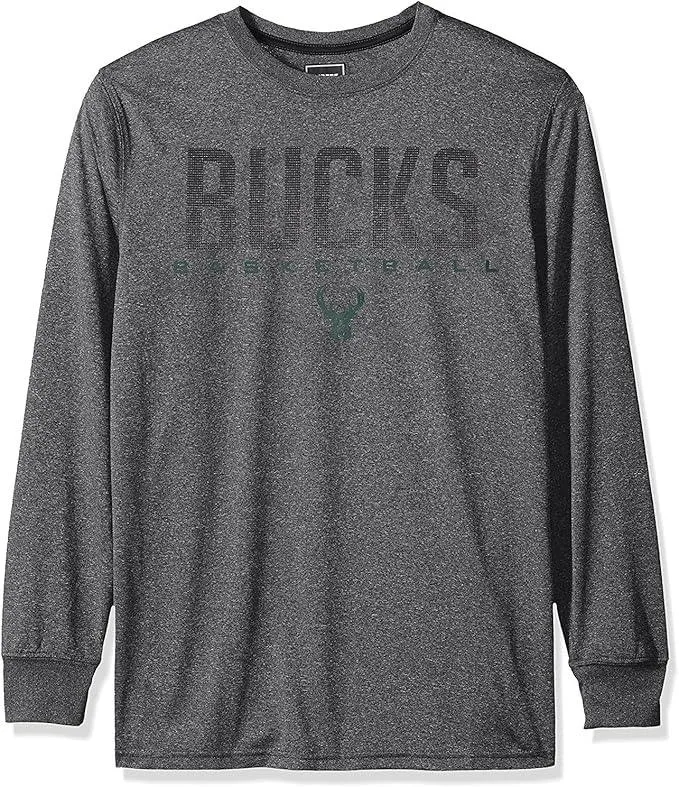 Ultra Game NBA Official Men’s Super Soft Game Day Long Sleeve T-Shirt - Unisex Milwaukee Bucks|Milwaukee Bucks