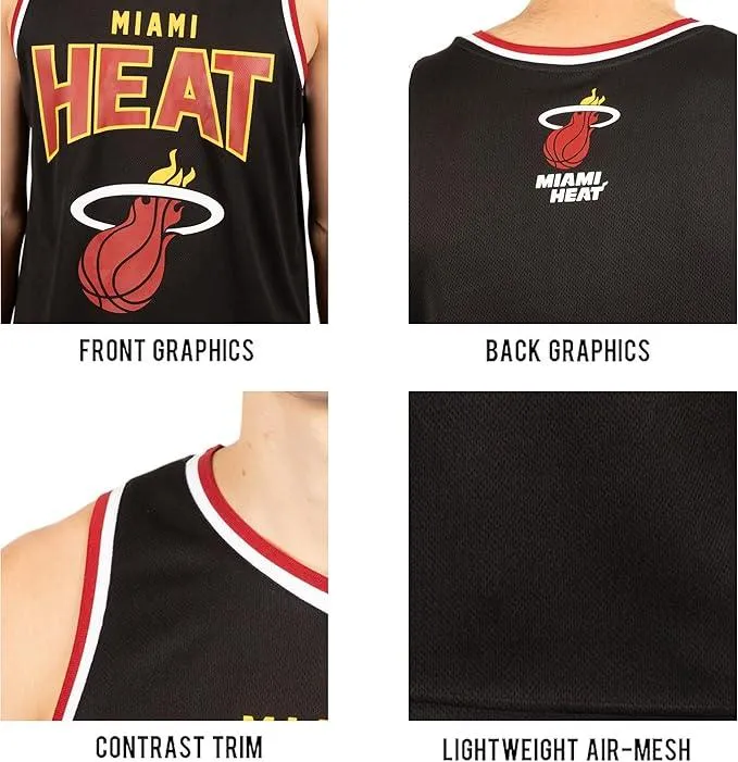 Ultra Game NBA Official Men’s Super Soft Sleeveless Tank Top Muscle T-Shirt - Unisex, Miami Heat, Black|Miami Heat