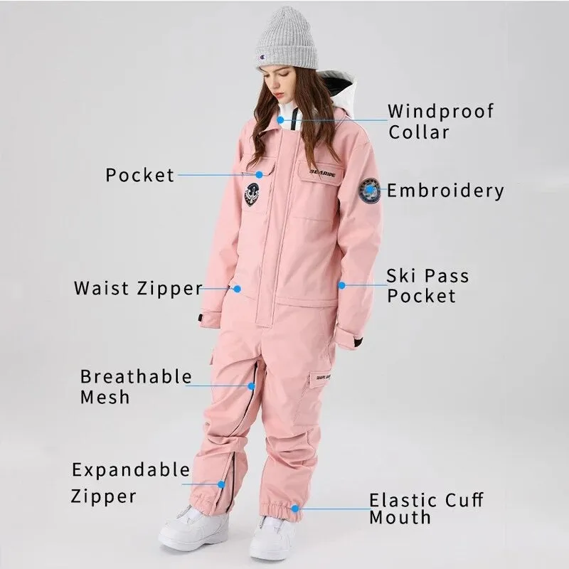 Unisex Outdoor Snowboard One-Piece Overalls Jacket