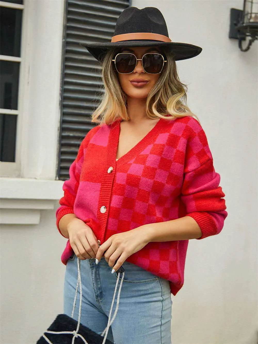V-Neck Dropped Shoulder Cardigan for Cozy Style