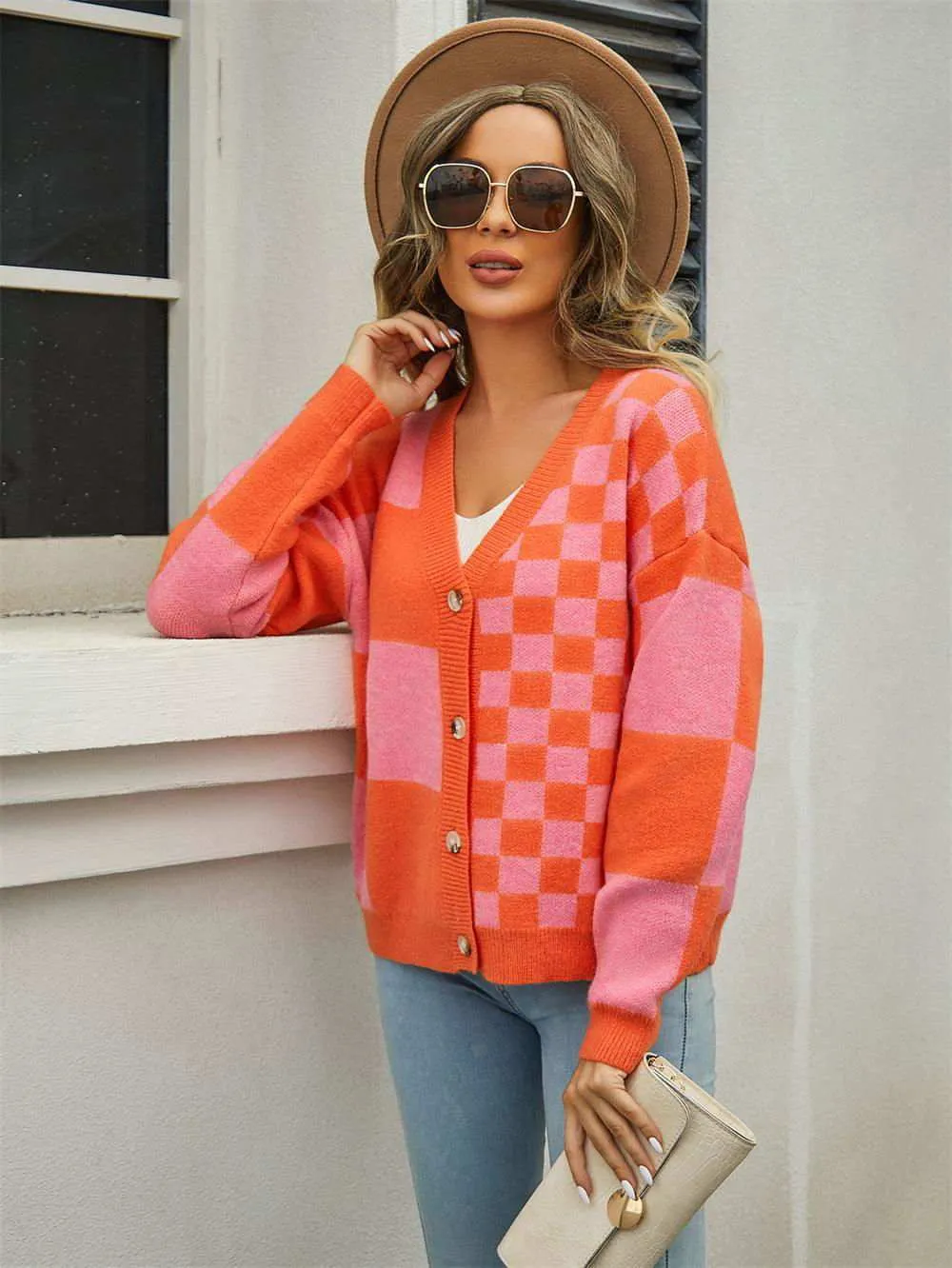 V-Neck Dropped Shoulder Cardigan for Cozy Style