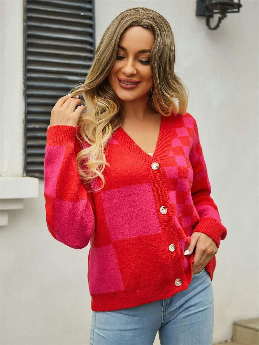 V-Neck Dropped Shoulder Cardigan for Cozy Style