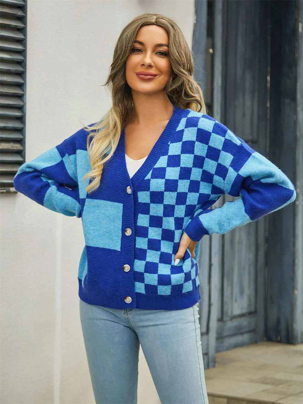 V-Neck Dropped Shoulder Cardigan for Cozy Style