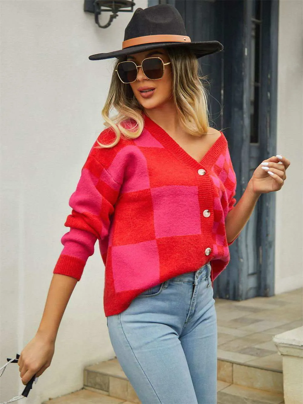 V-Neck Dropped Shoulder Cardigan for Cozy Style