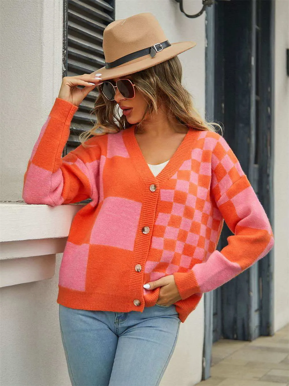 V-Neck Dropped Shoulder Cardigan for Cozy Style