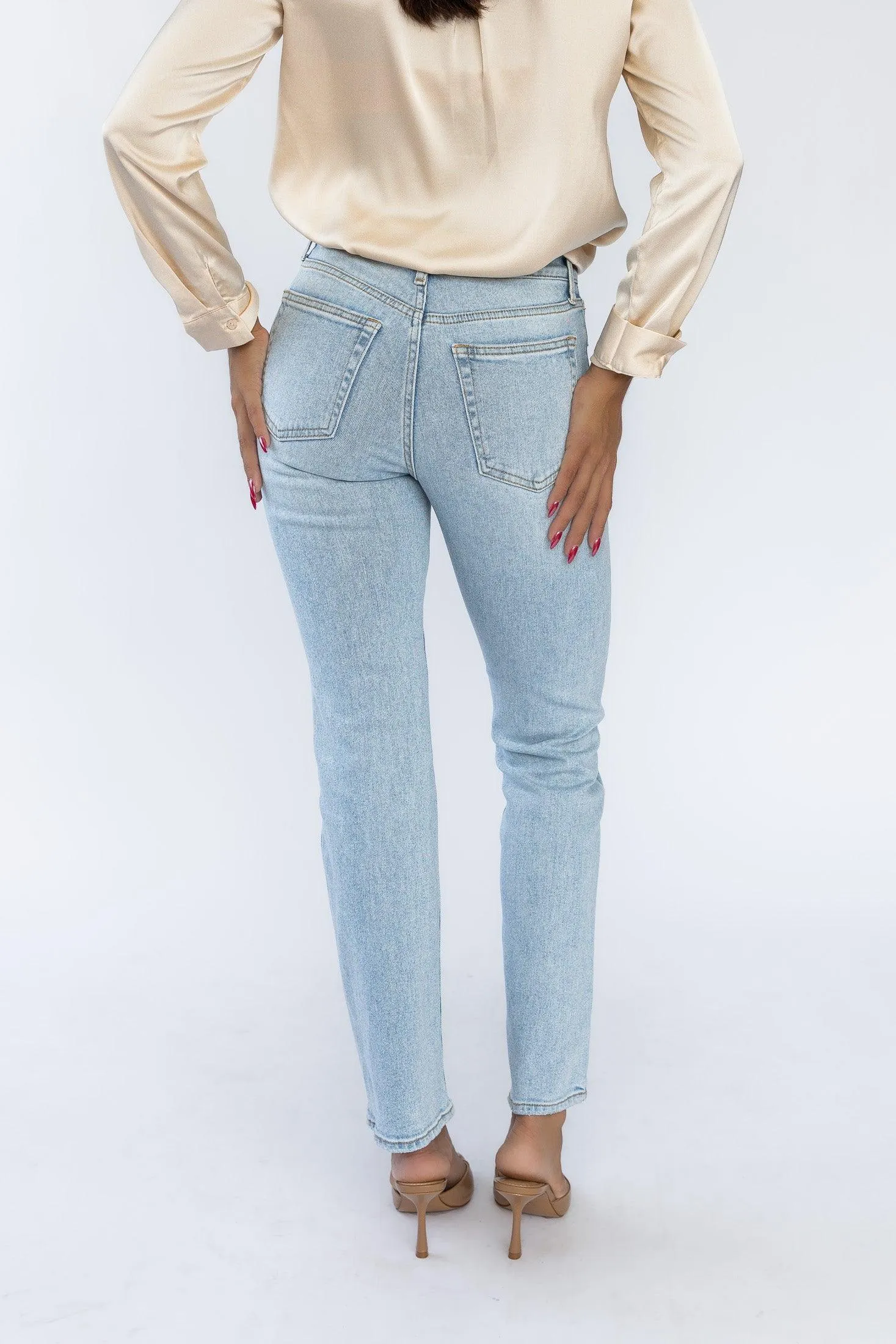 Vanessa Light Wash Straight Denim - Final Sale