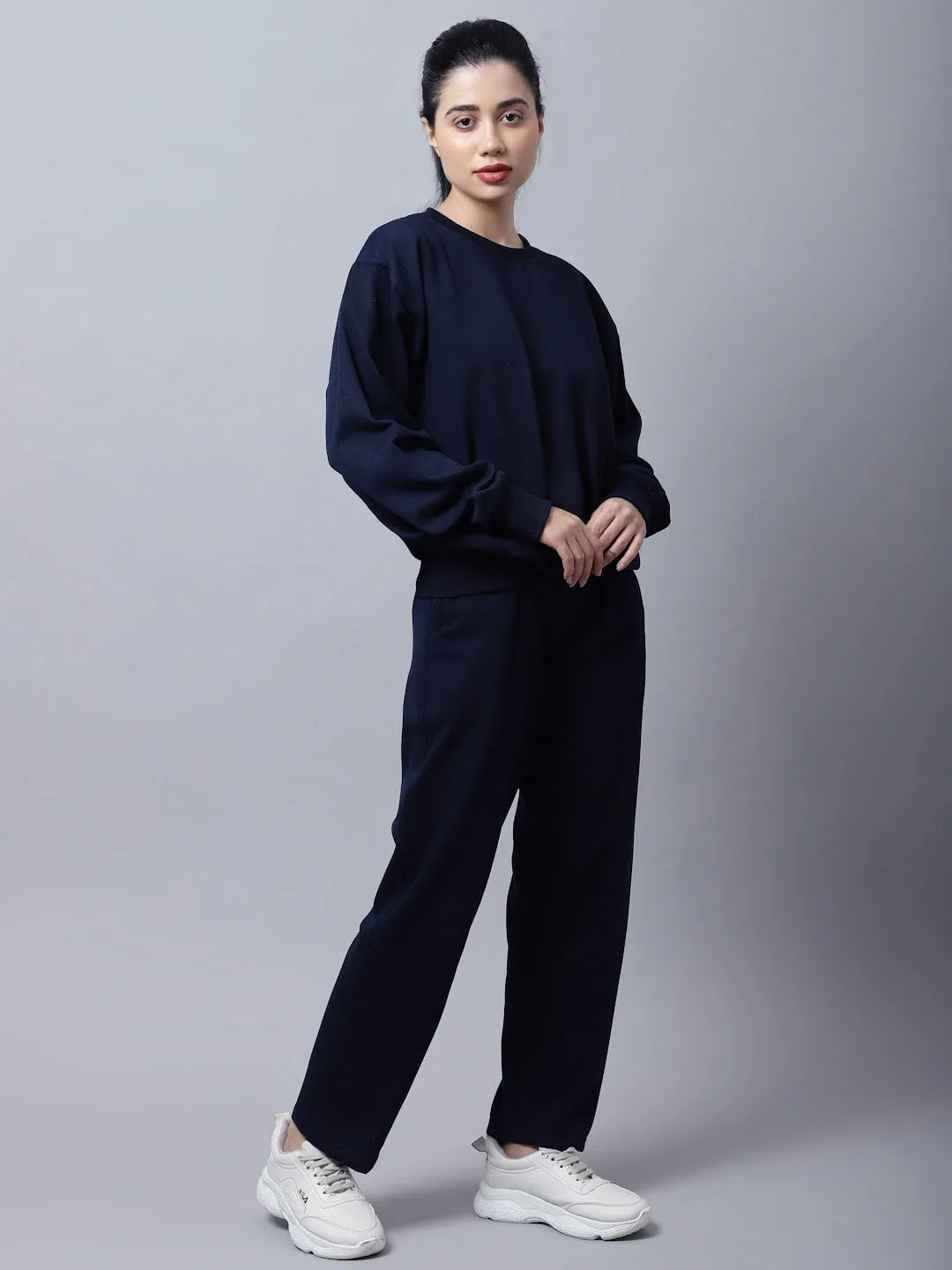 Vimal Jonney Fleece Navy Blue Tracksuit for Women