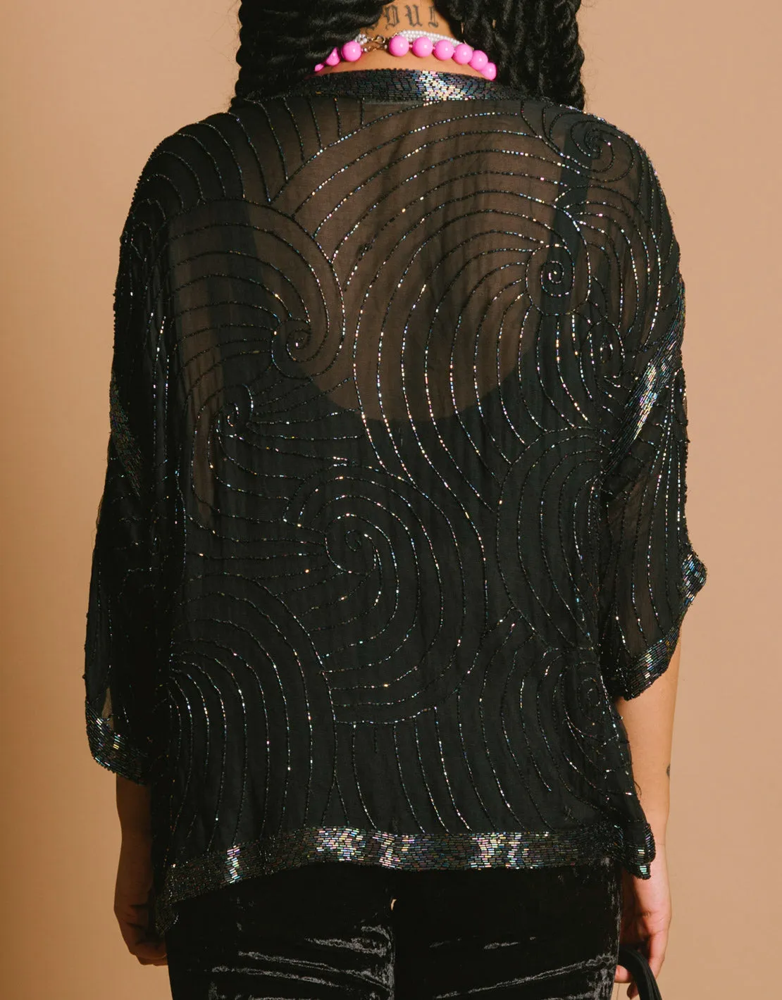 Vintage silk n sequin cardigan