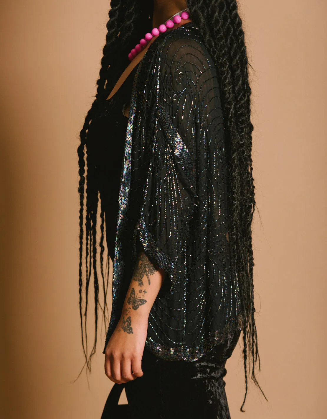 Vintage silk n sequin cardigan