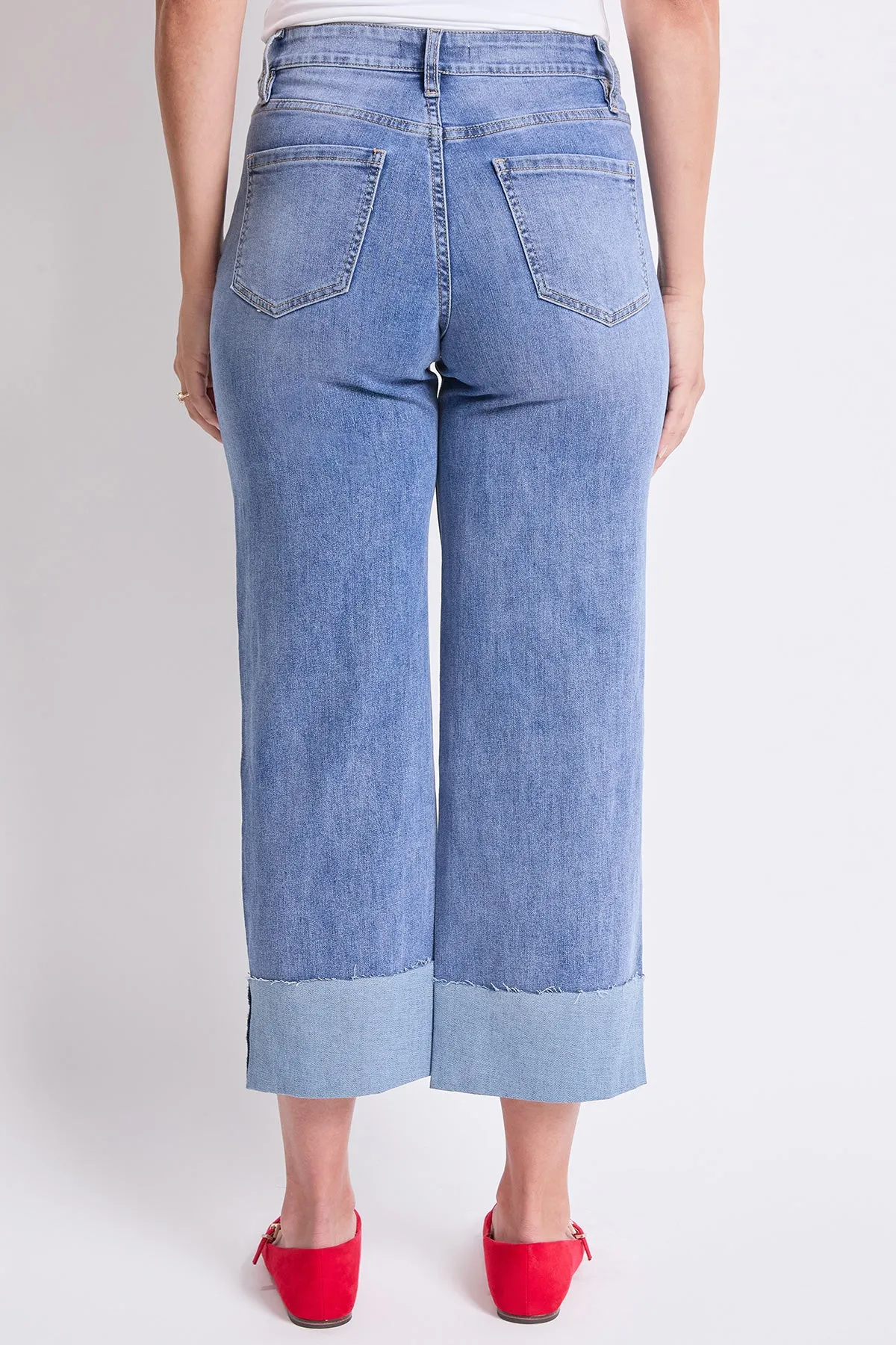Women's High Rise Raw Mega Cuff Straight Leg Jeans