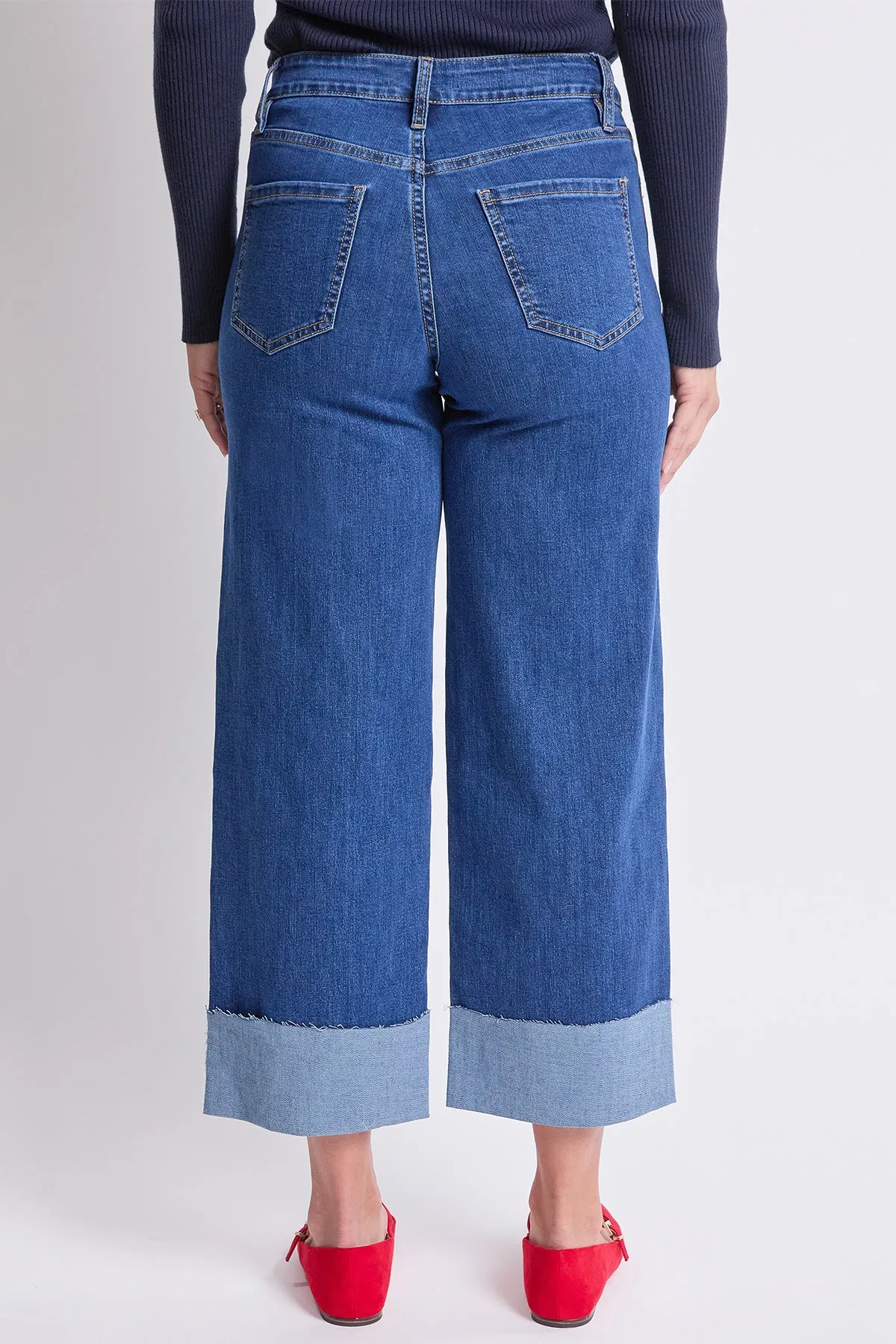 Women's High Rise Raw Mega Cuff Straight Leg Jeans