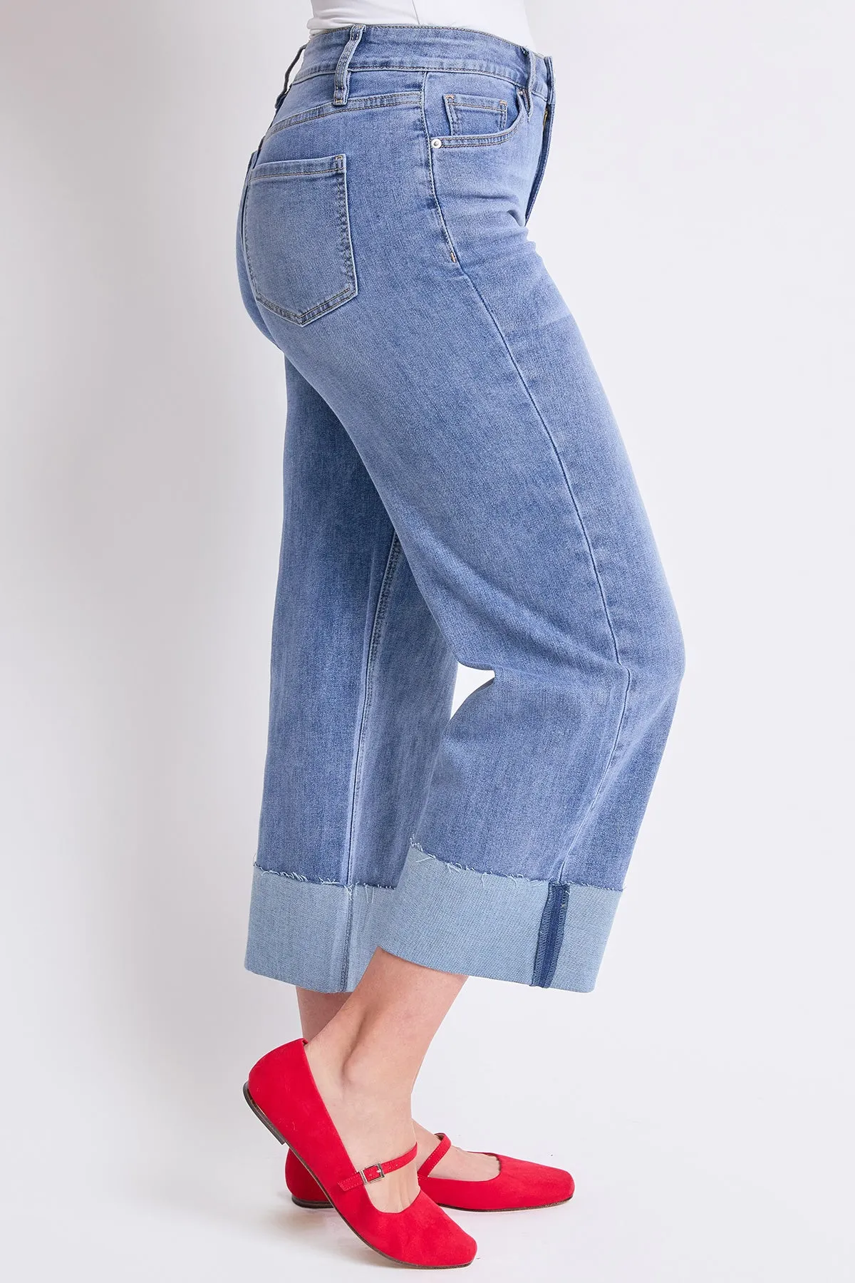 Women's High Rise Raw Mega Cuff Straight Leg Jeans