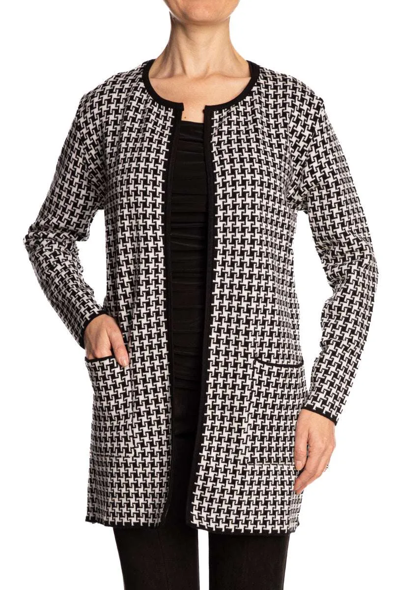 Women's Long Cardigan Jacket Classic Plaid Quality Stretch Fabric On Sale Sizes S-XXLARGE