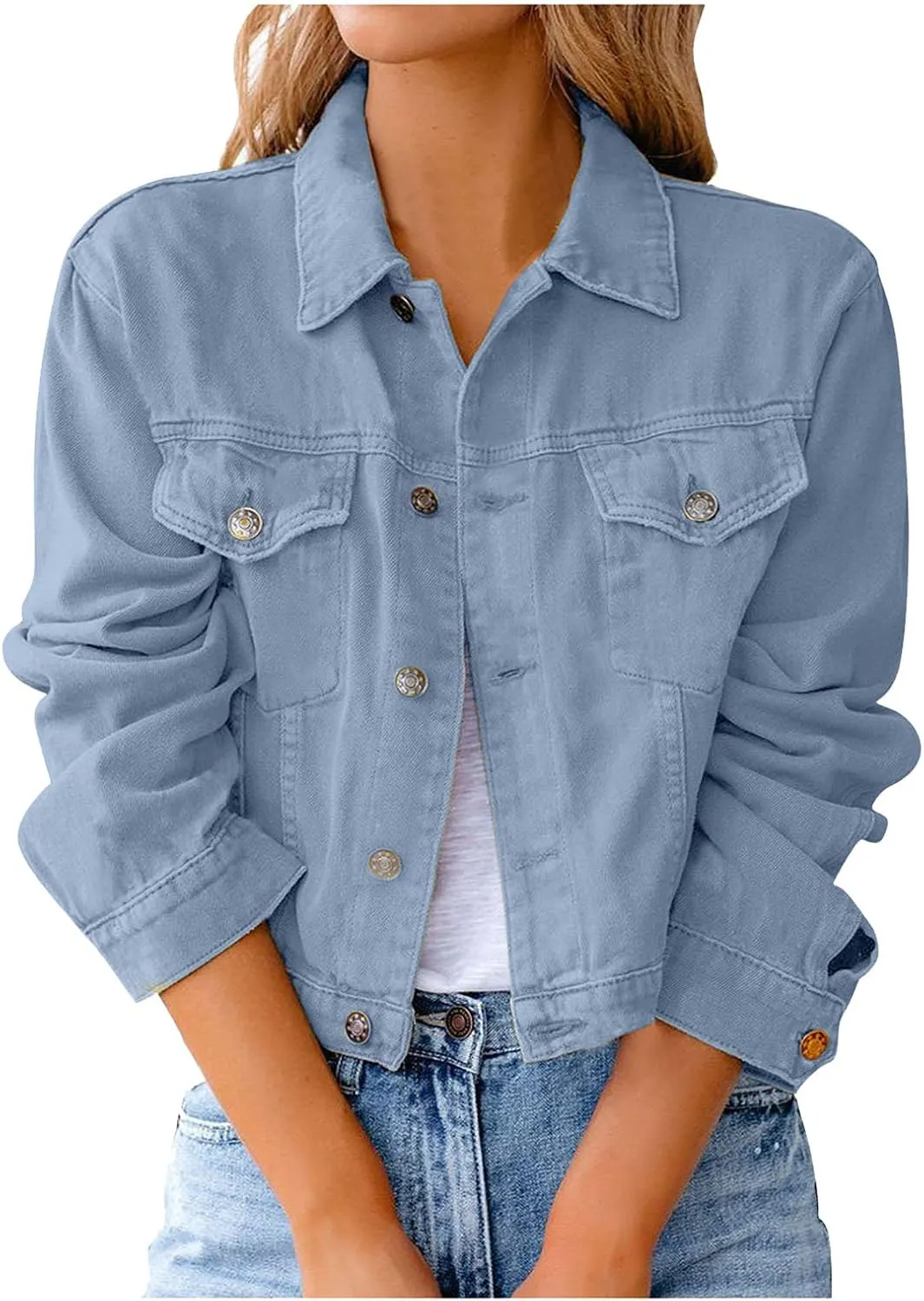 Womens Military Safari Cropped Jackets Button Down Lightweight Crop Bomber Jacket Y2K Trendy Crop Jackets with Pockets