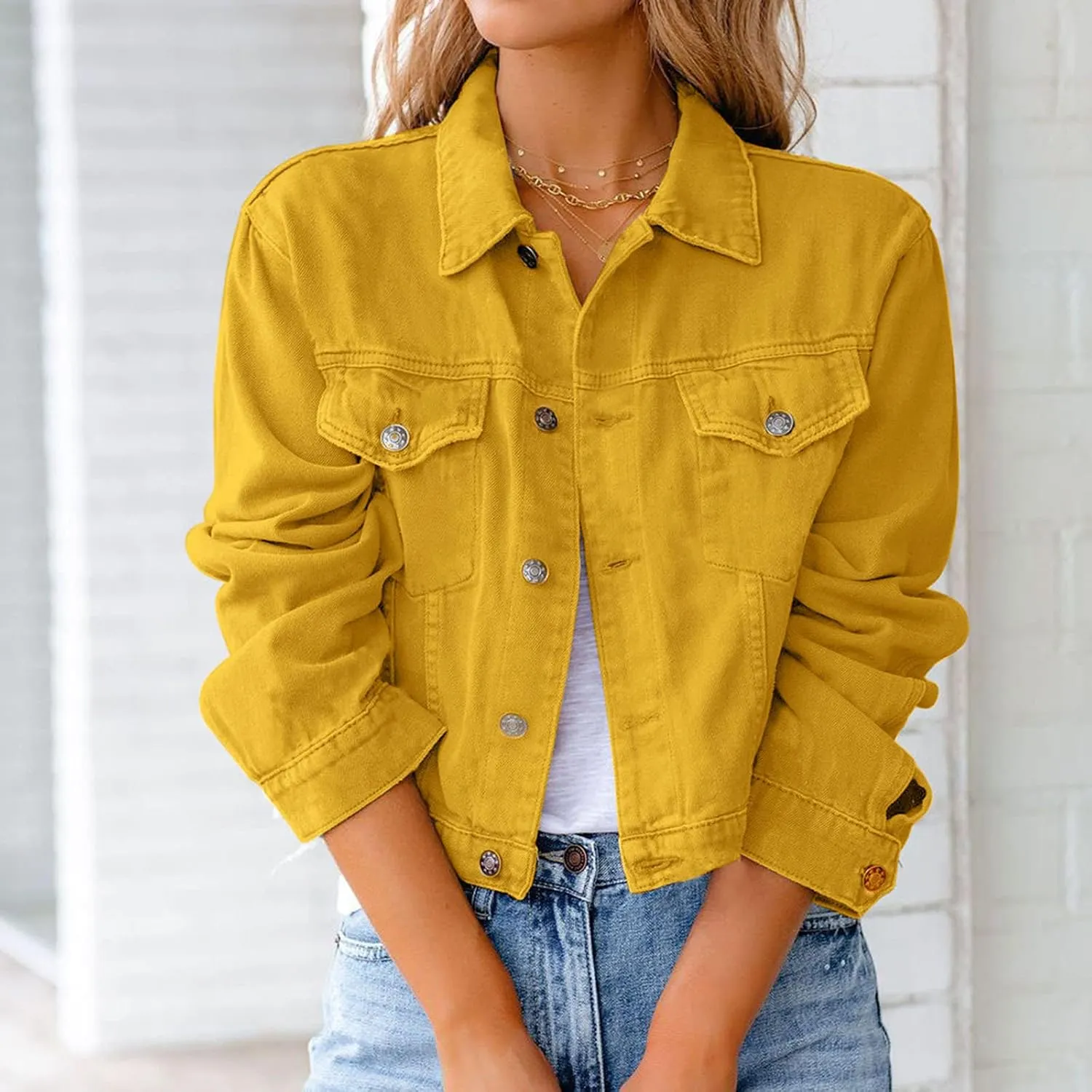 Womens Military Safari Cropped Jackets Button Down Lightweight Crop Bomber Jacket Y2K Trendy Crop Jackets with Pockets