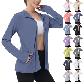 Womens Sun Shirts Full Zip UPF 50  Protection Hoodie Jacket Long Sleeve Hiking Outdoor Lightweight UPF50  Jackets