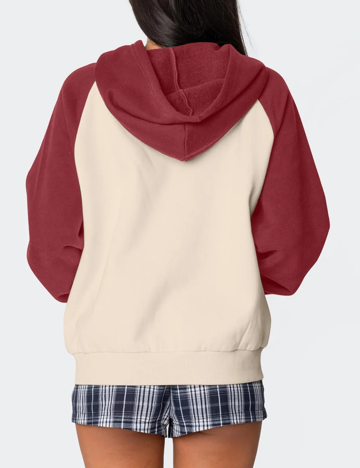 Ythomm Womens Bow Graphic Hoodie Color Block Oversized Pullover Sweatshirts Fall Winter Loose Fitted Long Sleeve Hooded Tops